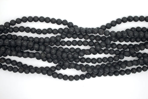 Black Lava Gemstone Beads, 6mm, Round